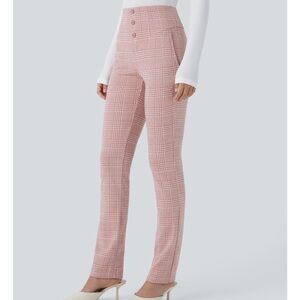 Halara Pink Plaid High-Waisted Women's Pants